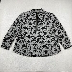 Soft Surroundings Pullover Womens 3X Black Grey Winona Half Zip Effortless Knit